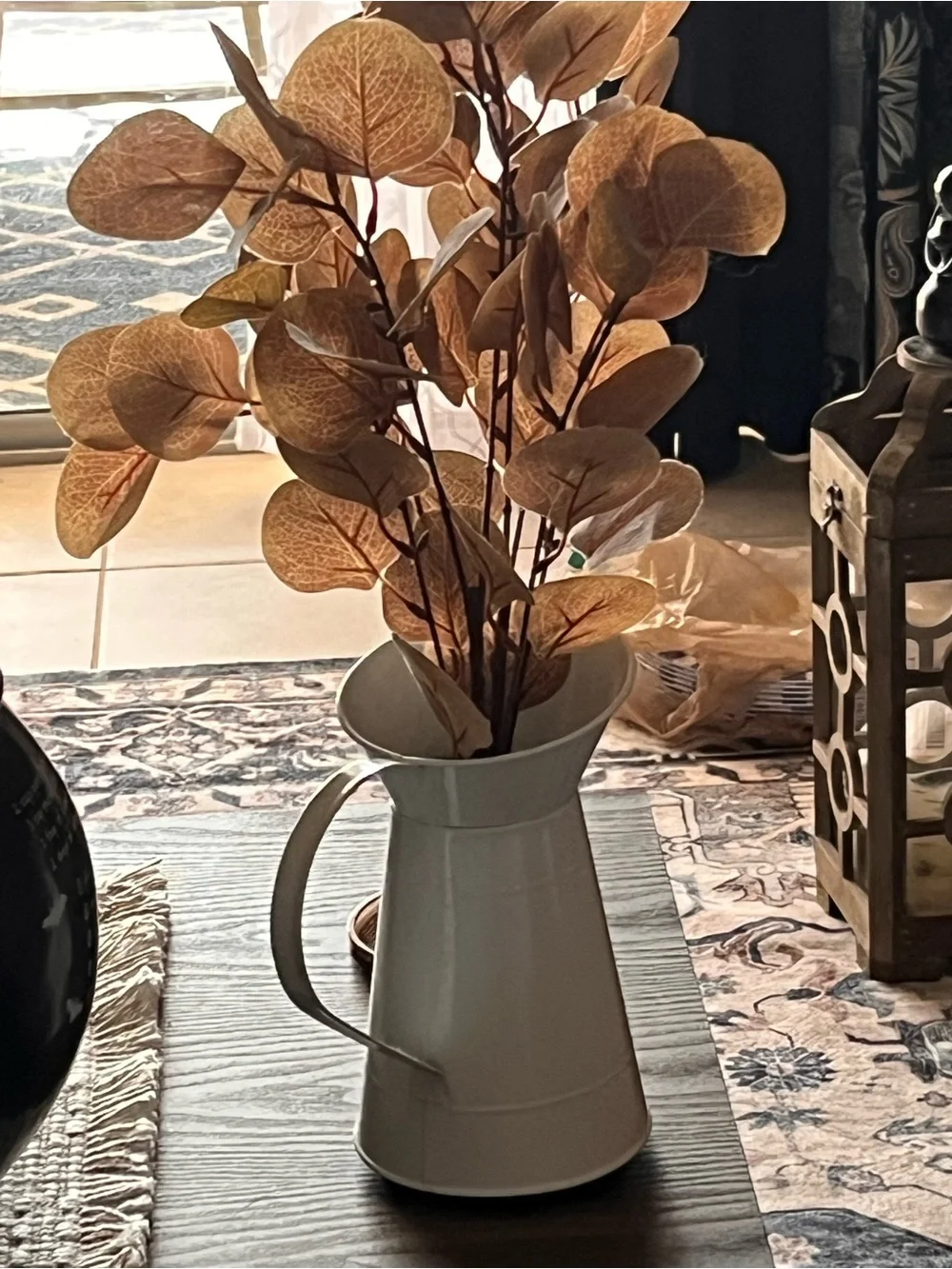 Faux Eucalyptus Stems in Brown for Rustic Home Accents